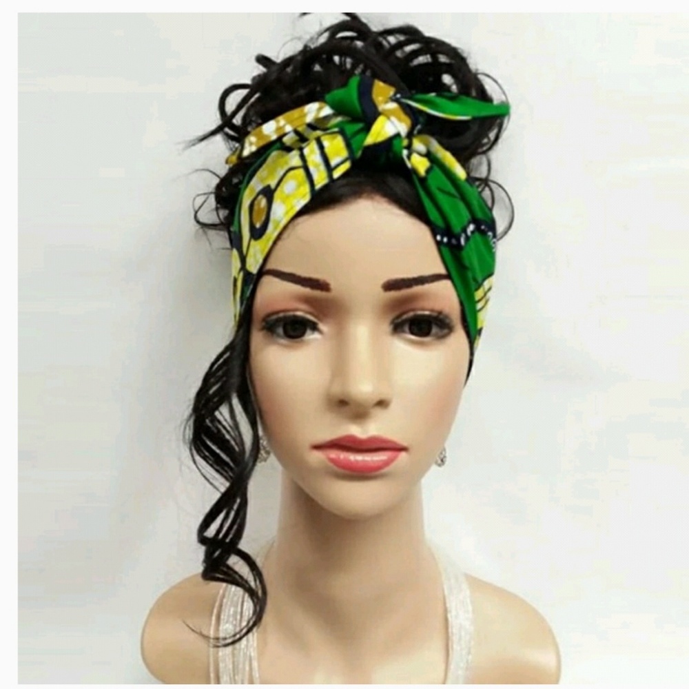 African Print Ankara Wax Head Tie Bow Scarf